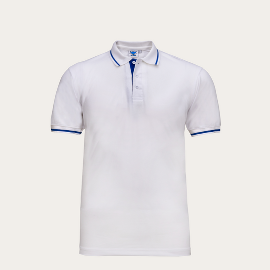 Blue Accent White Golf  Polo T-Shirt